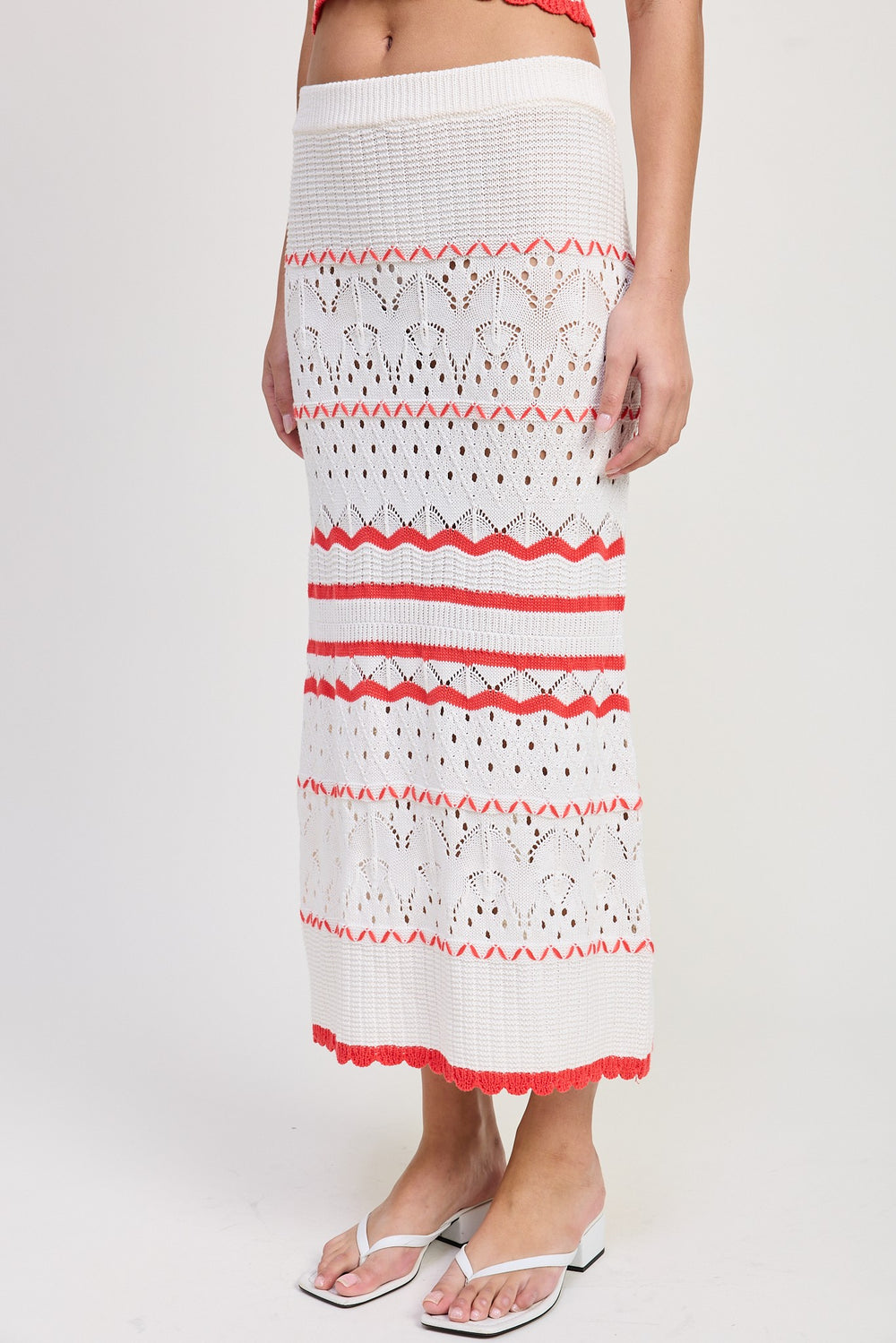 WHITE COMBO Maxi Crochet Skirt