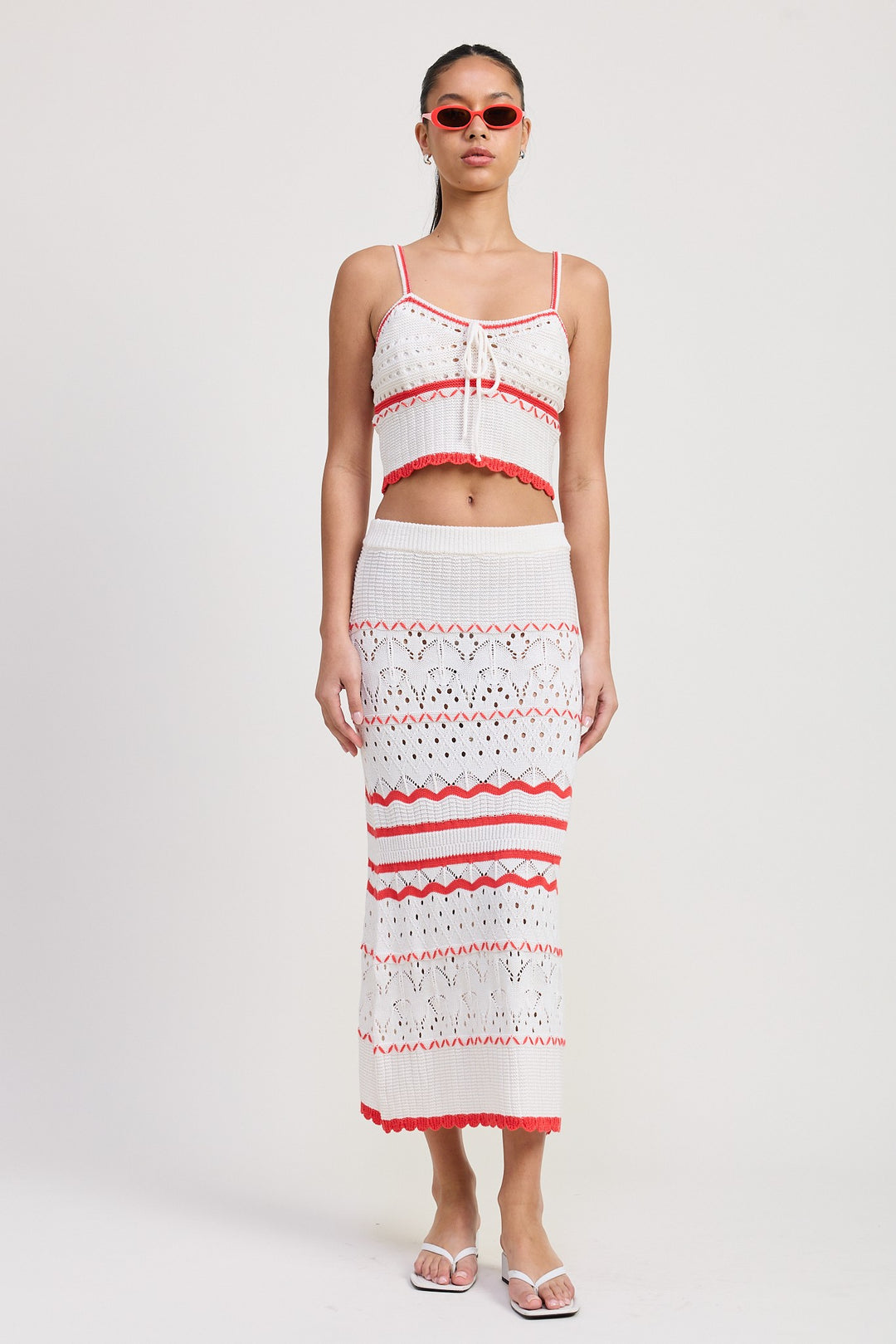 WHITE COMBO Maxi Crochet Skirt