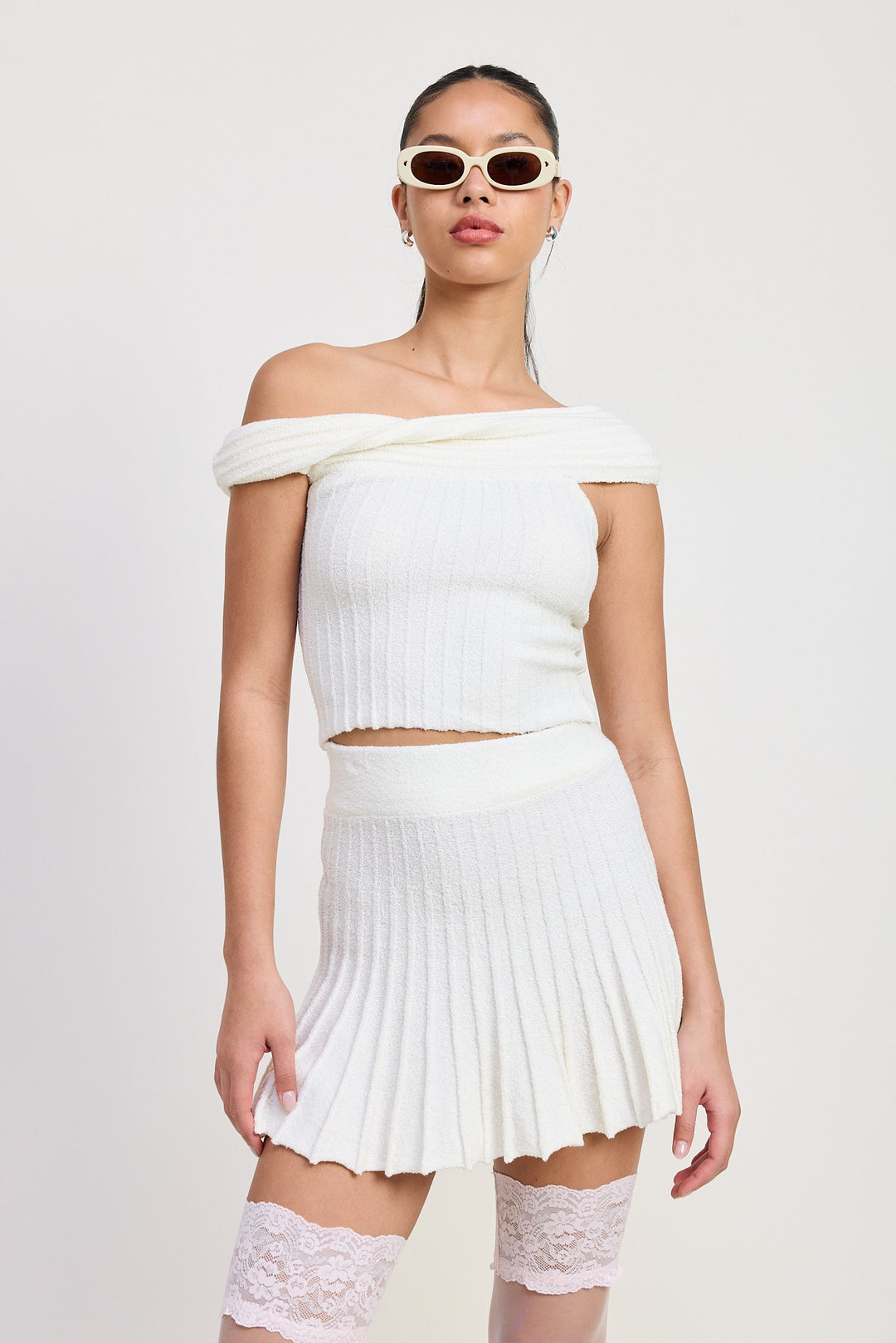 Blush Pink Off The Shoulder Knit Top