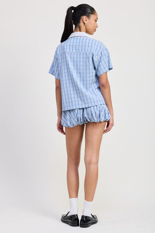 Bubble Hem Shorts With Elastic Waist