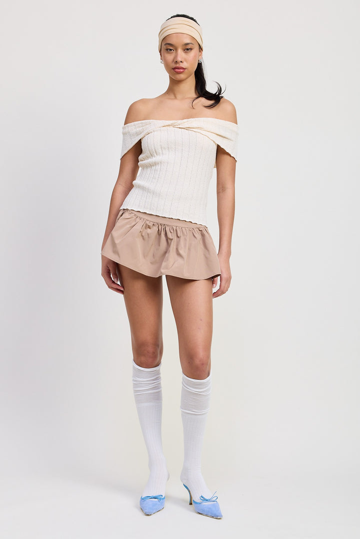 Ivory Off Shoulder Sweater Top