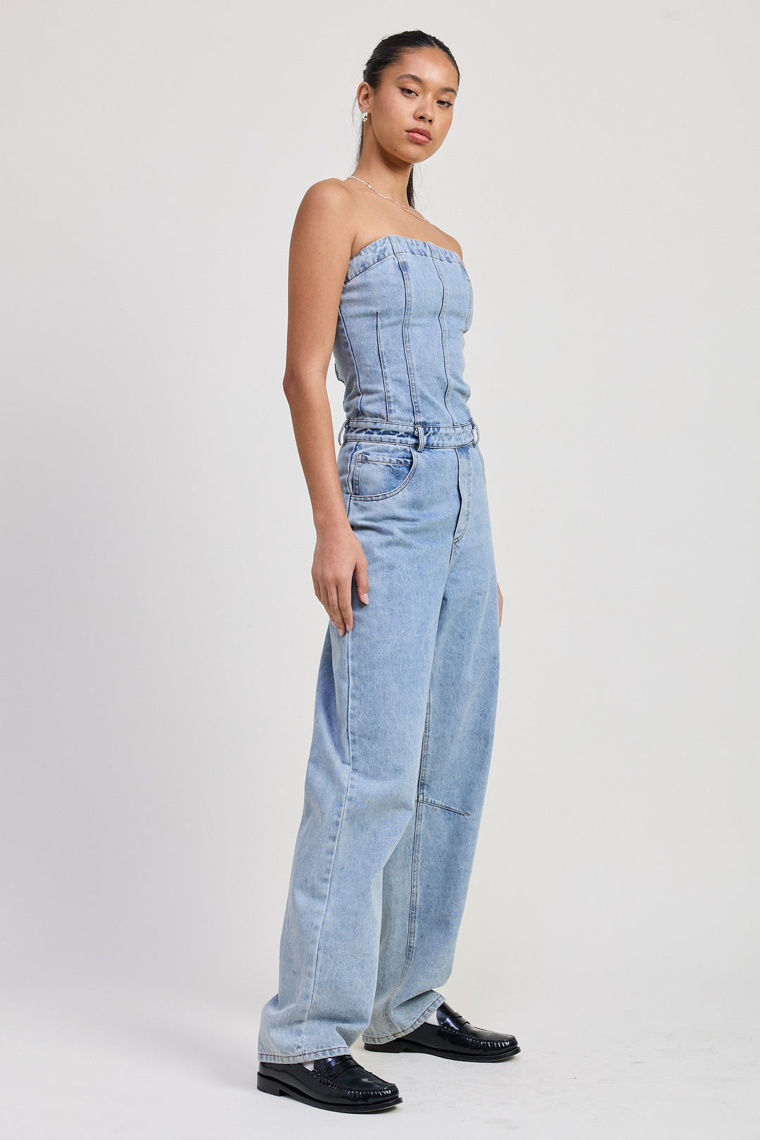 Strapless Denim Jumpsuit