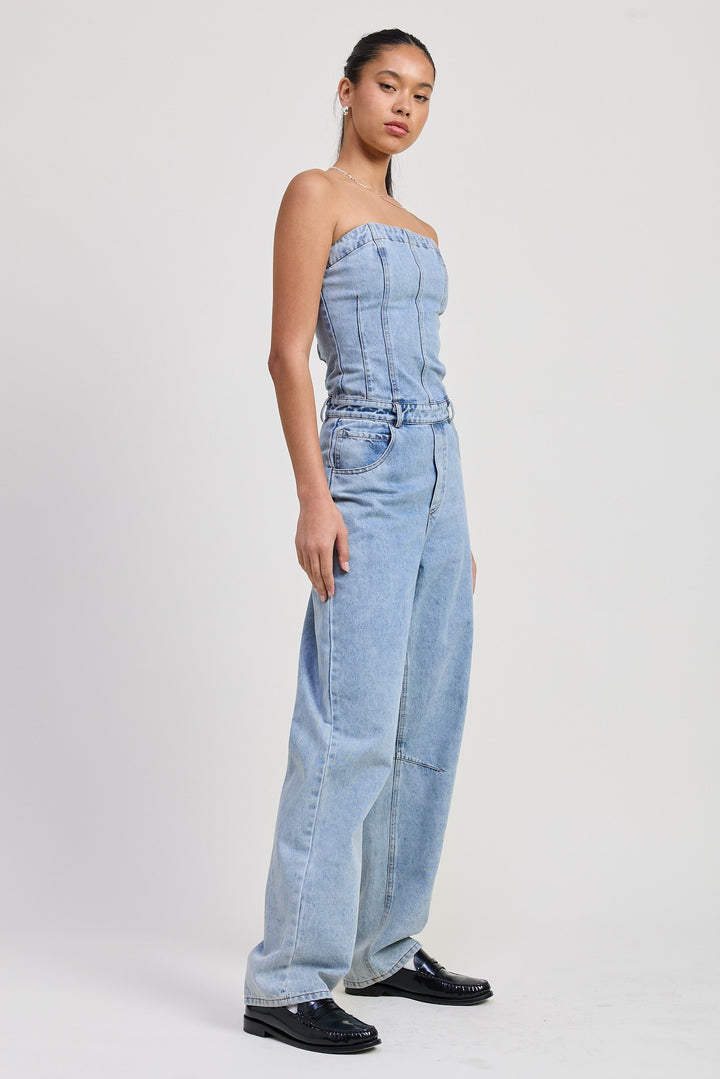 Strapless Denim Jumpsuit