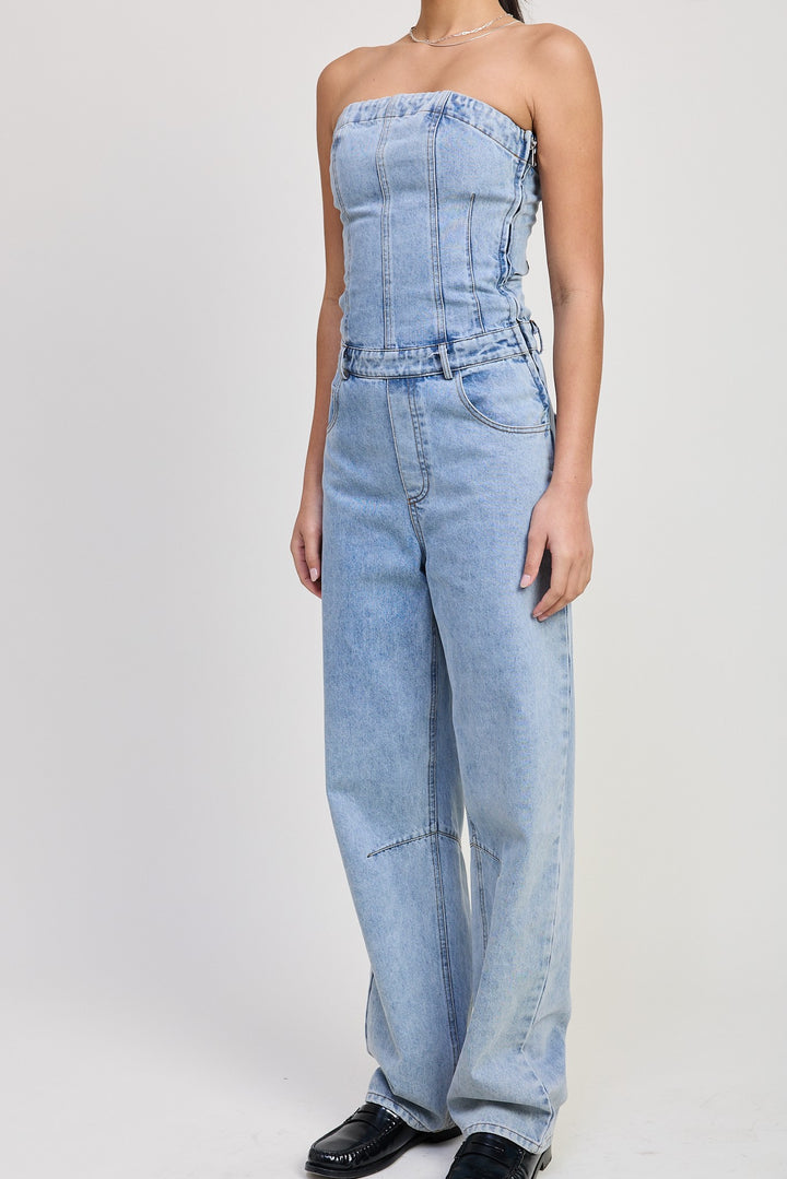 Strapless Denim Jumpsuit
