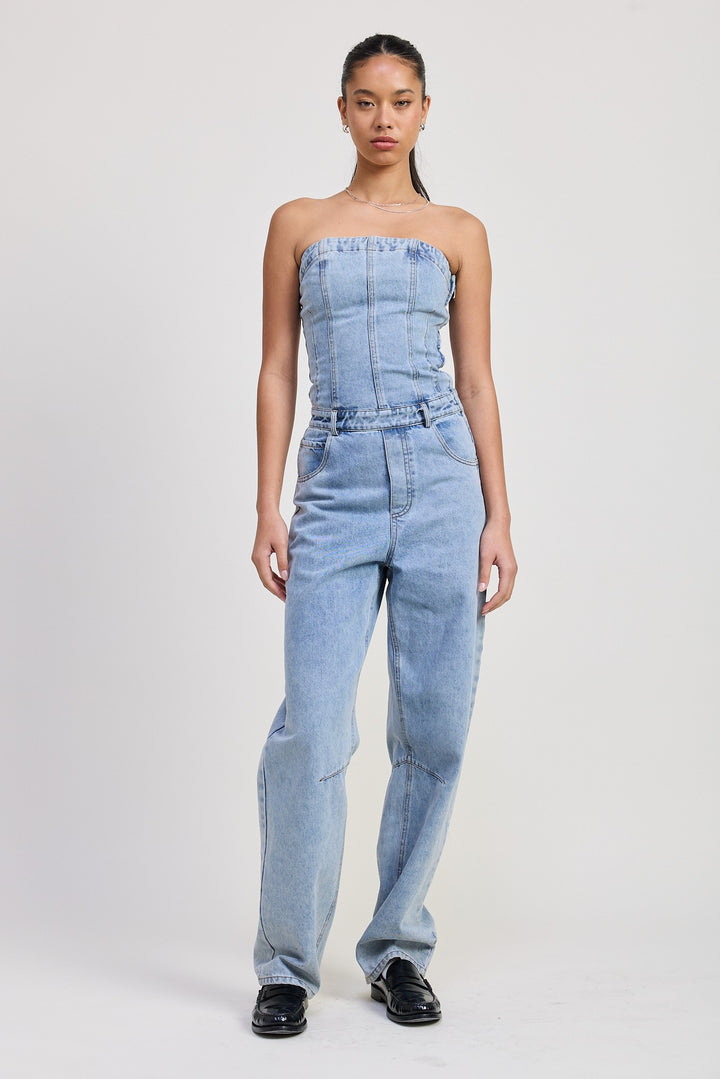 Strapless Denim Jumpsuit