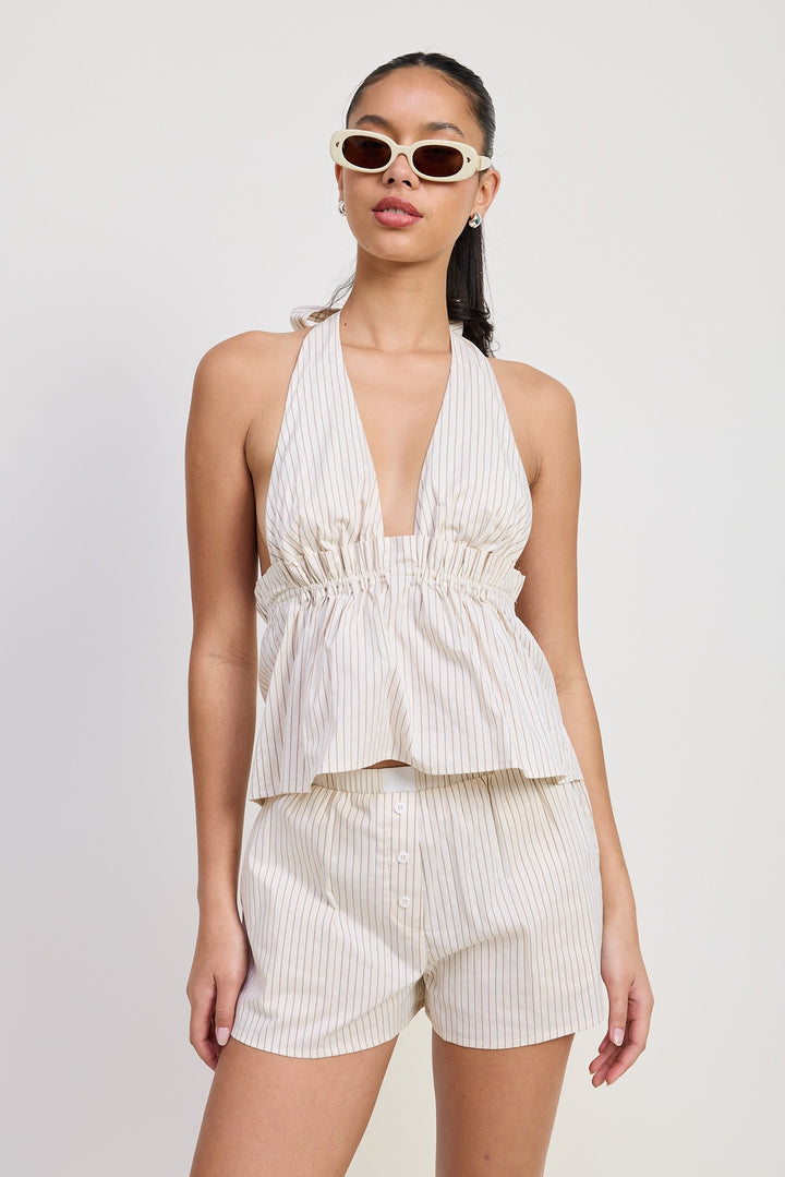 Elastic Waist Striped Shorts