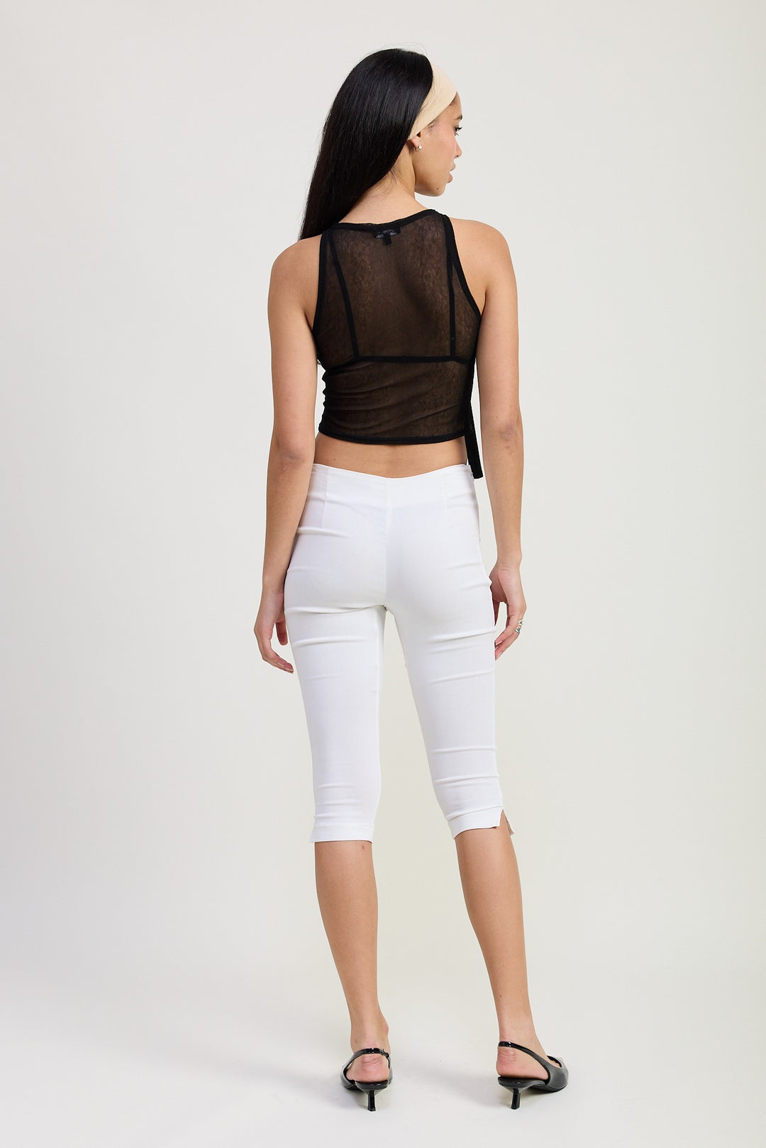 Sleeveless Sheer Bow Top