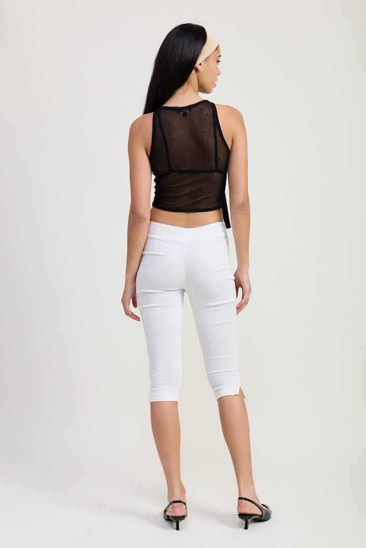 Sleeveless Sheer Bow Top