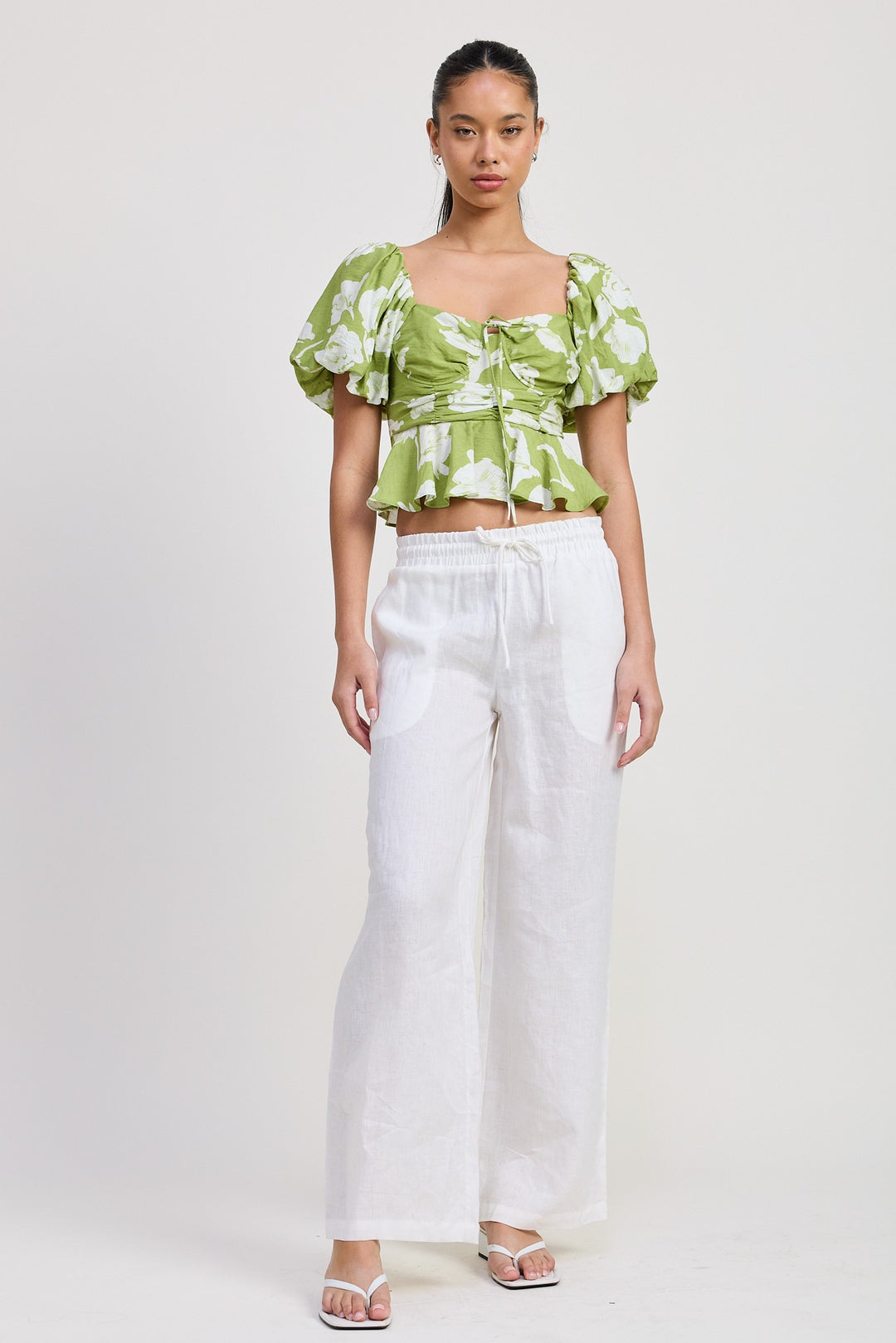 Short Puff Sleeve Floral Blouse