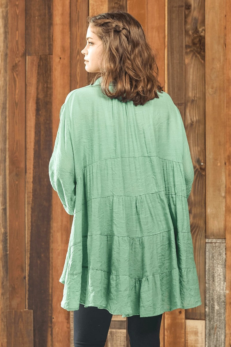 Pink Plus Oversized Button Down Babydoll Tunic Top