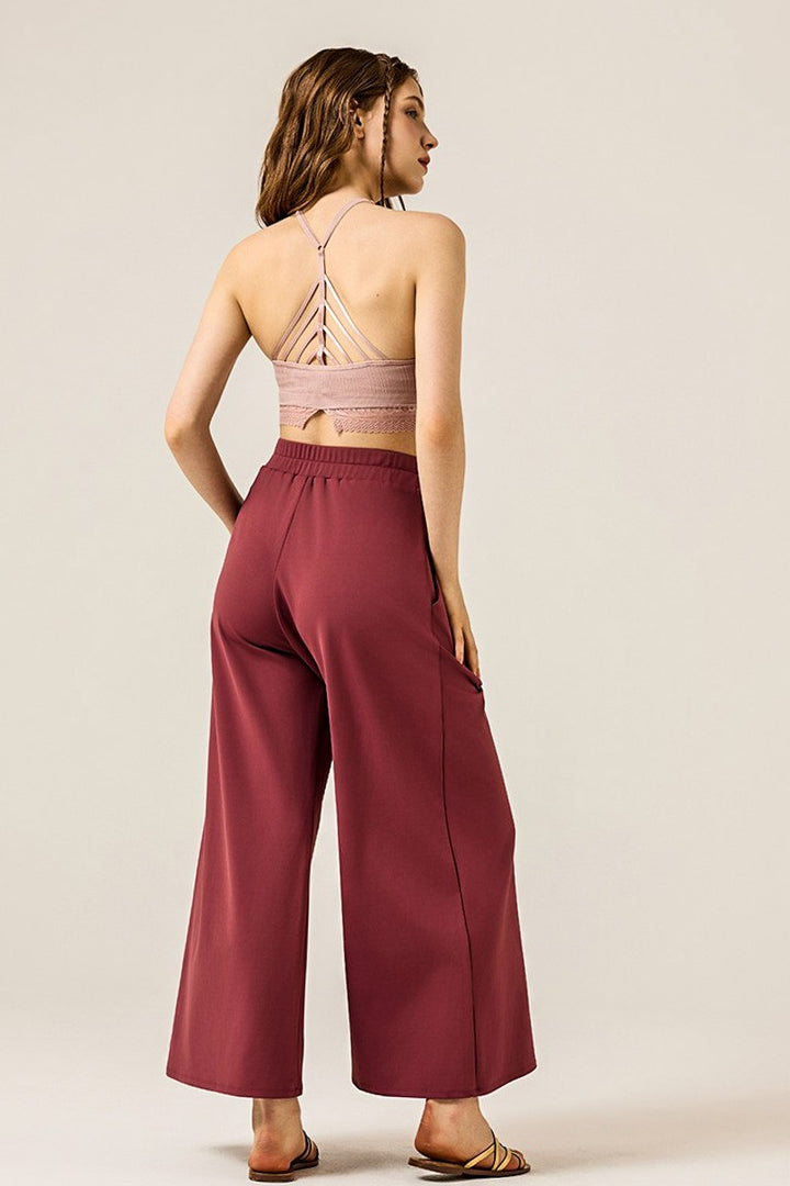 Paradise Pink Plus Stretch Yoga Knit Wide Leg Palazzo Pants