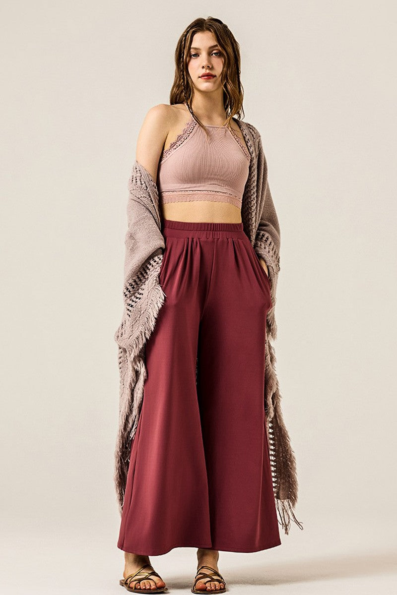 Paradise Pink Plus Stretch Yoga Knit Wide Leg Palazzo Pants