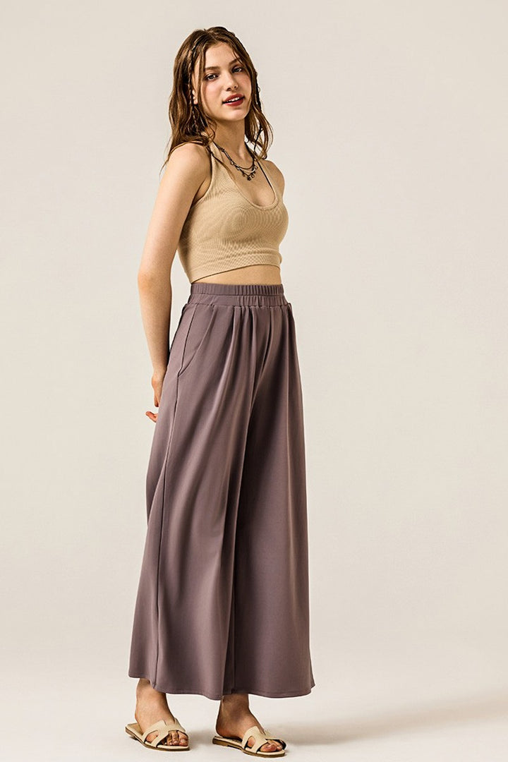 Marsala Plus Stretch Yoga Knit Wide Leg Palazzo Pants