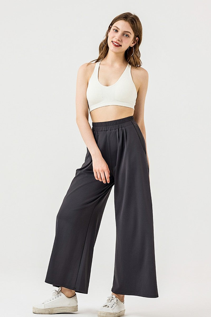 Paradise Pink Stretch Yoga Knit Wide Leg Palazzo Pants