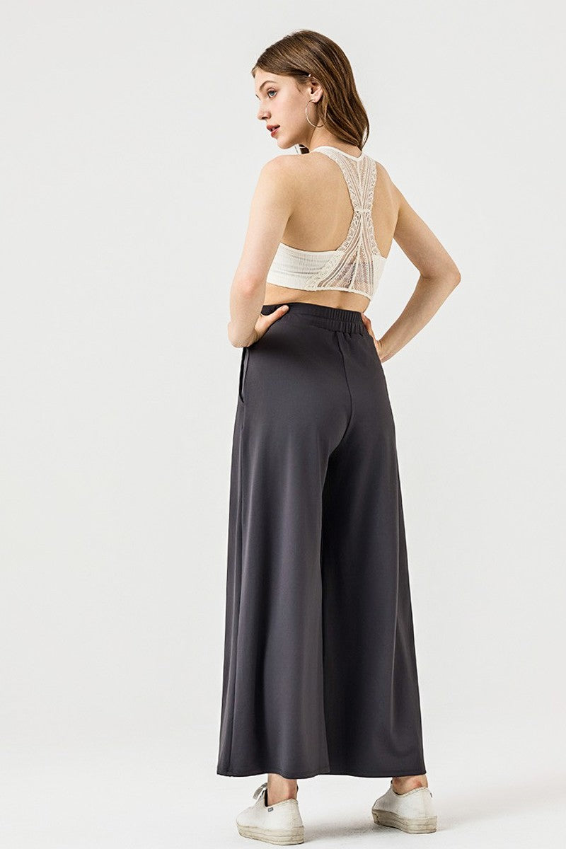 Paradise Pink Stretch Yoga Knit Wide Leg Palazzo Pants