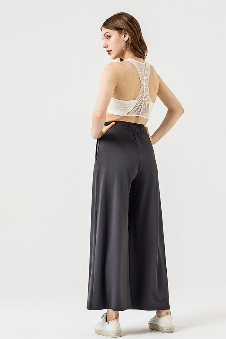 Paradise Pink Stretch Yoga Knit Wide Leg Palazzo Pants
