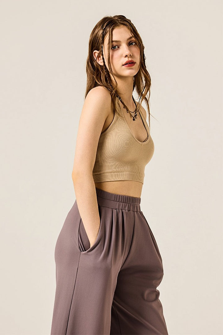 Marsala Stretch Yoga Knit Wide Leg Palazzo Pants