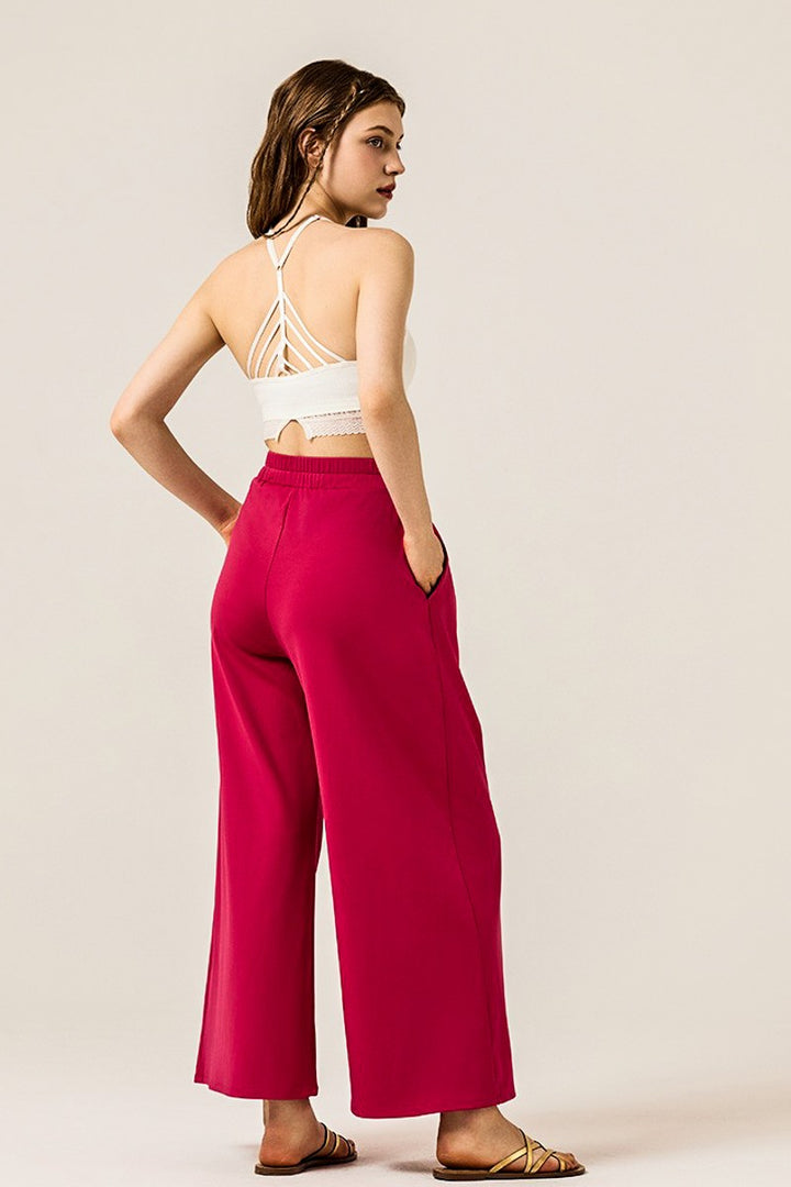 Espresso Stretch Yoga Knit Wide Leg Palazzo Pants