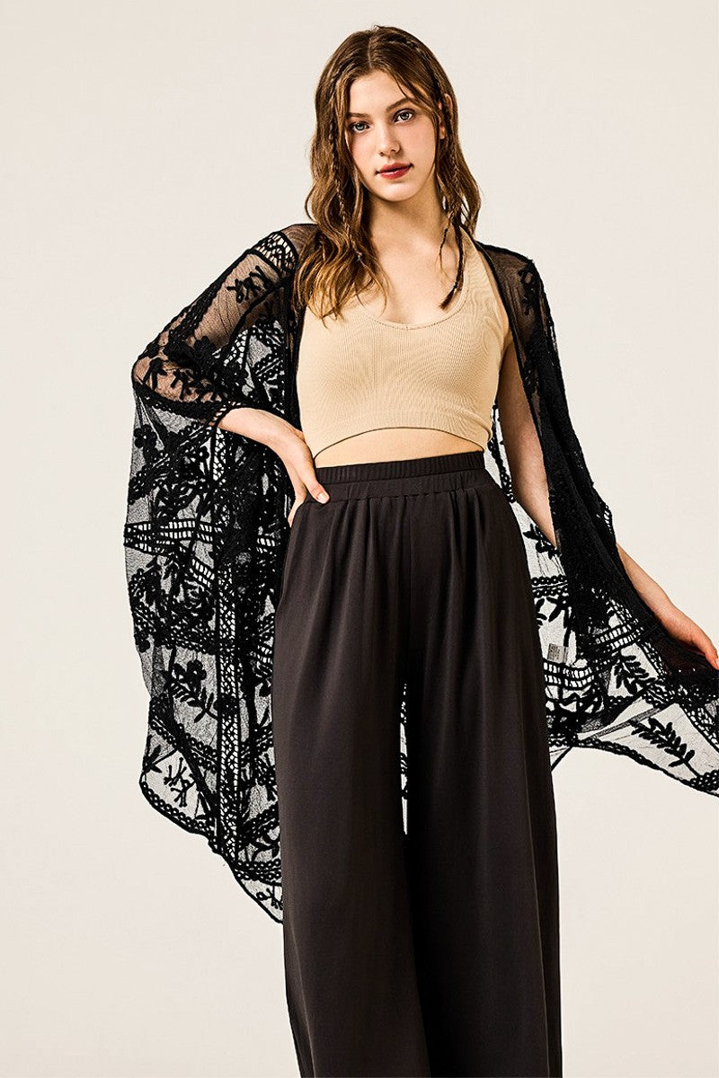 Black Stretch Yoga Knit Wide Leg Palazzo Pants