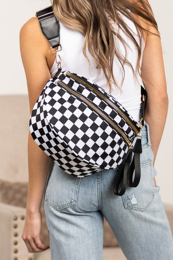 Frankie Oversize Double Zip Print Crescent Sling