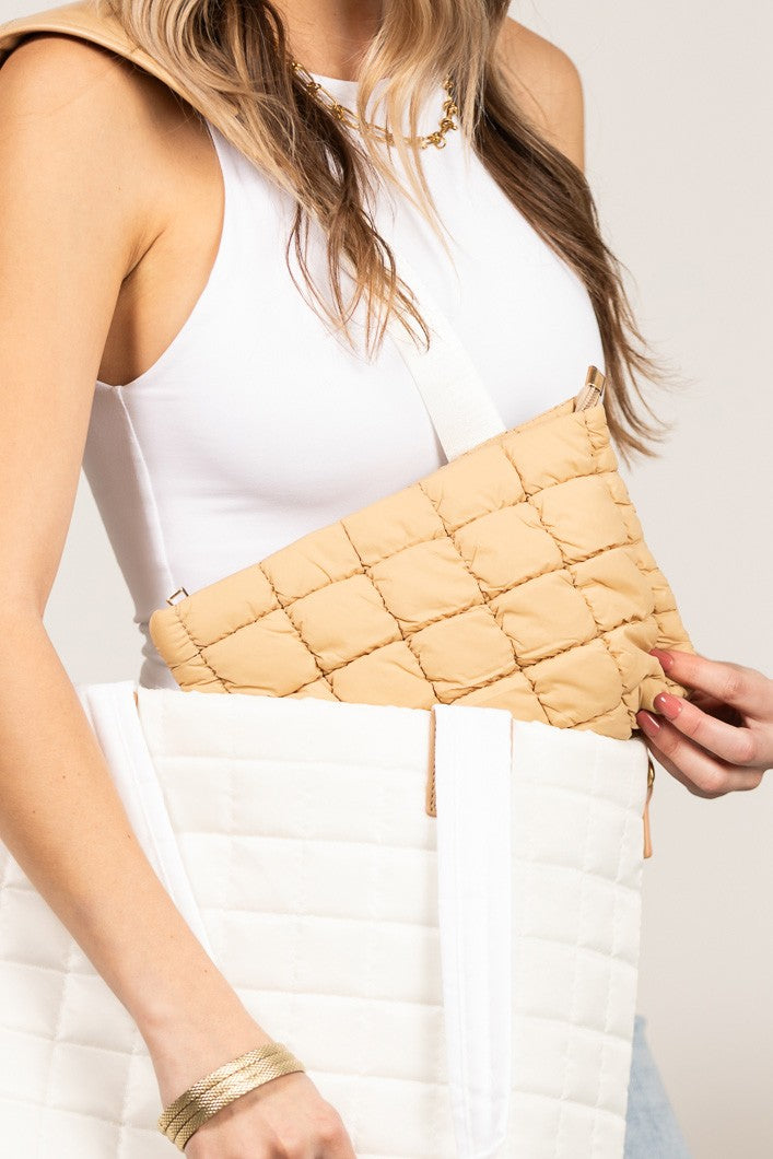 Black Lainey Quilted Puffer Clutch