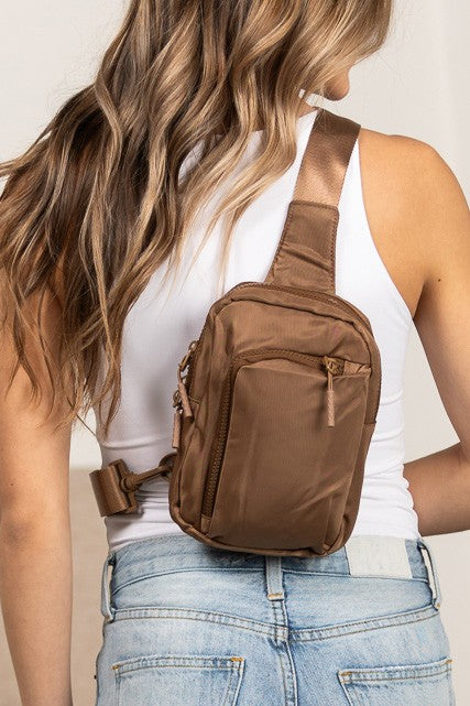 Mocha Kira Essential Nylon Crossbody
