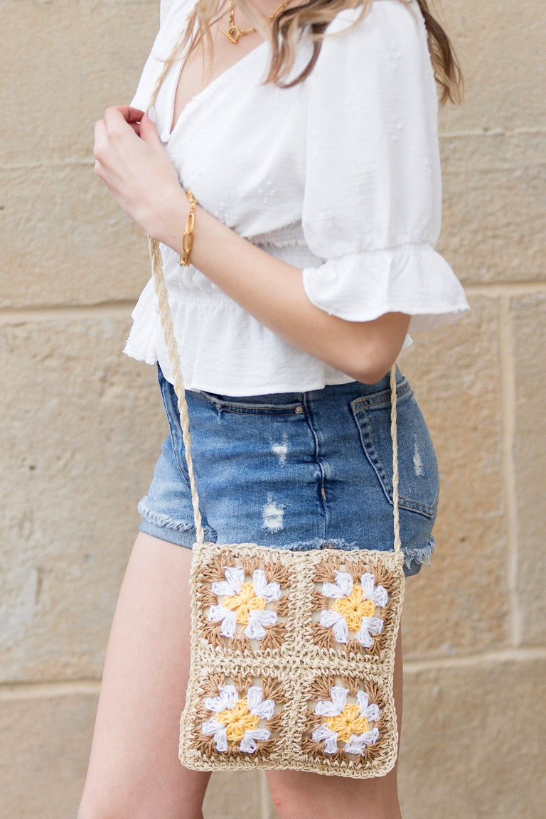 Eliza Crochet Straw Crossbody