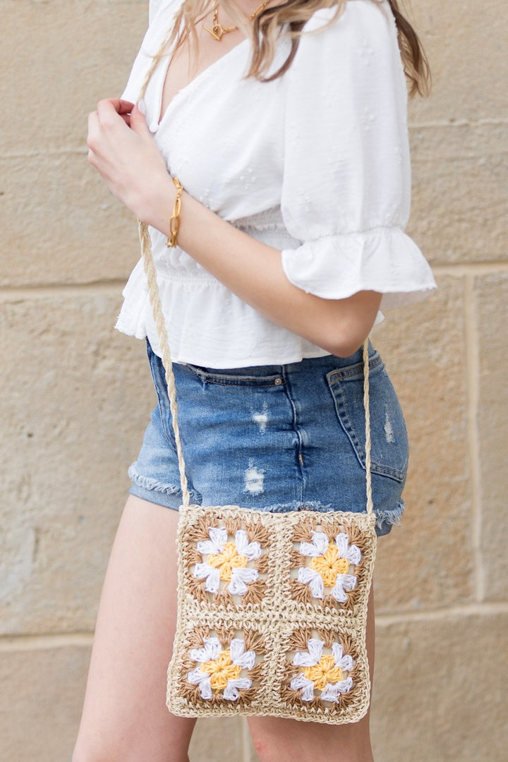 Eliza Crochet Straw Crossbody