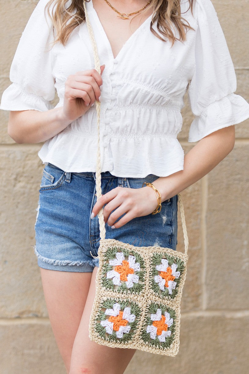 Olive Eliza Crochet Straw Crossbody