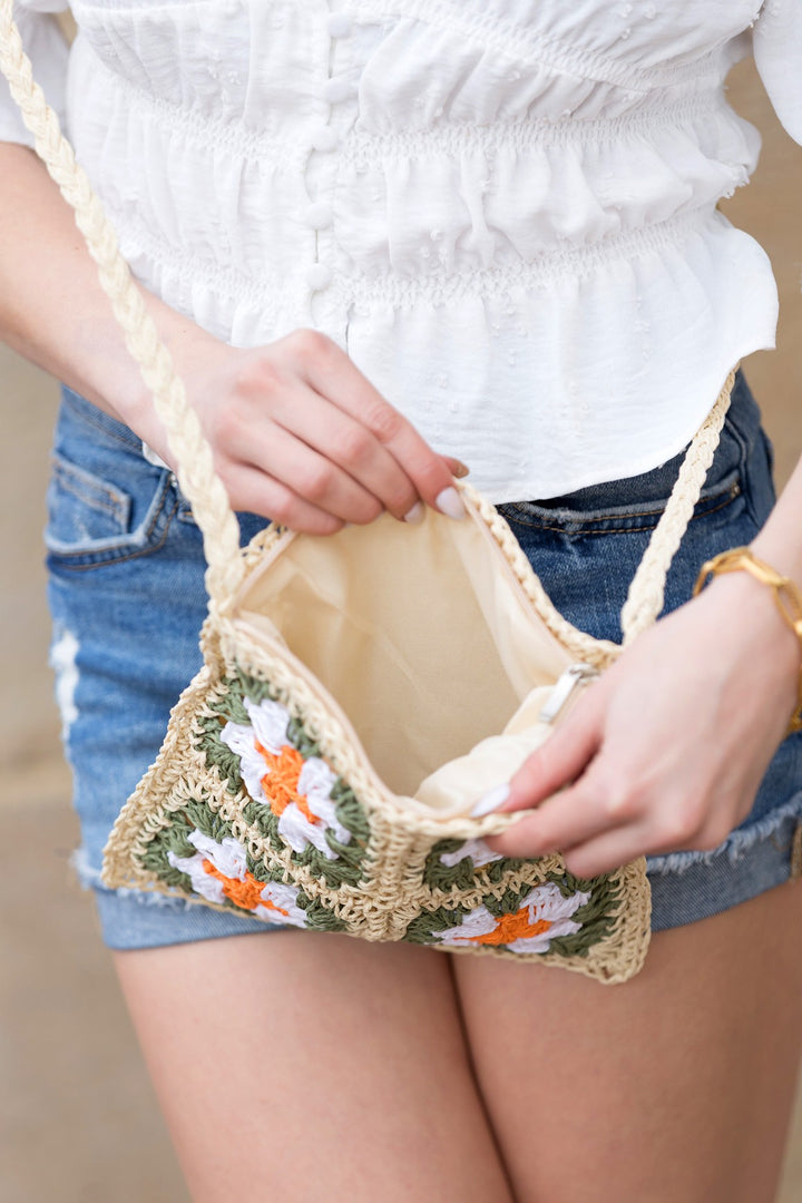 Eliza Crochet Straw Crossbody