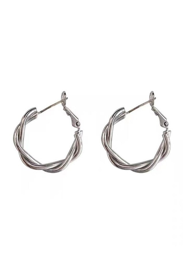 18K Stainless Steel Twisted Hoop Earrings