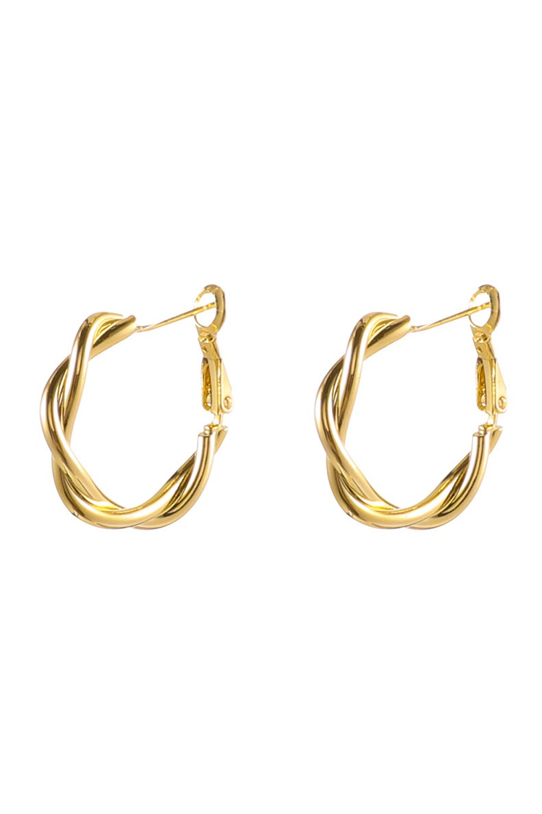 18K Stainless Steel Twisted Hoop Earrings