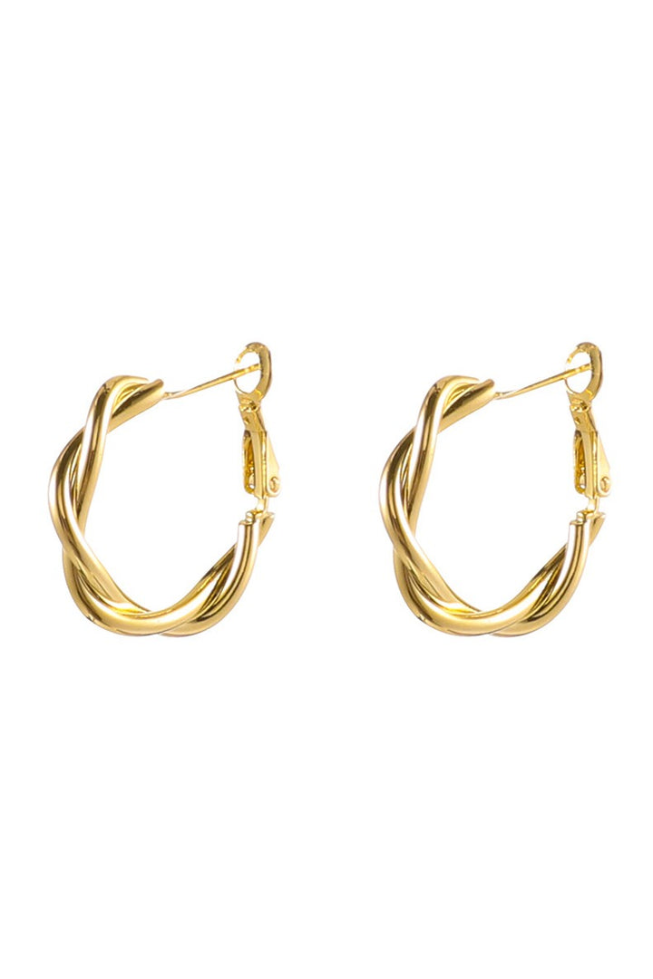 18K Stainless Steel Twisted Hoop Earrings