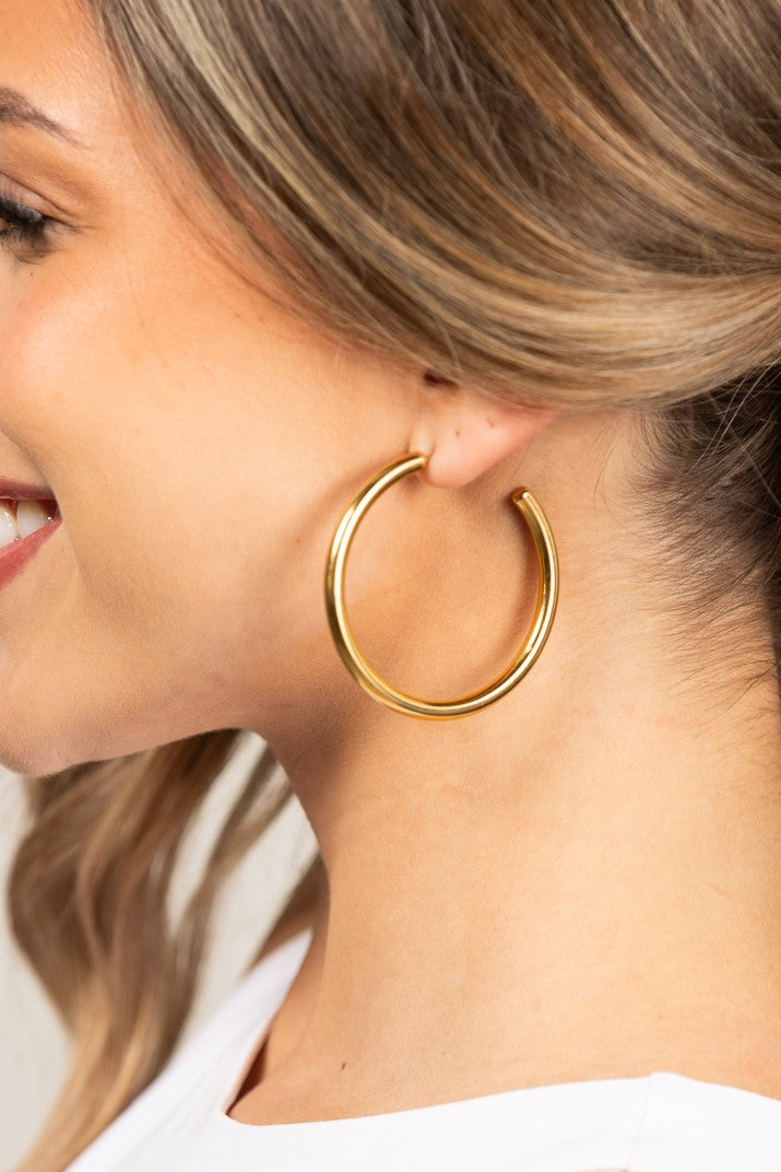Silver 14K Stainless Steel Open Hoop Earrings
