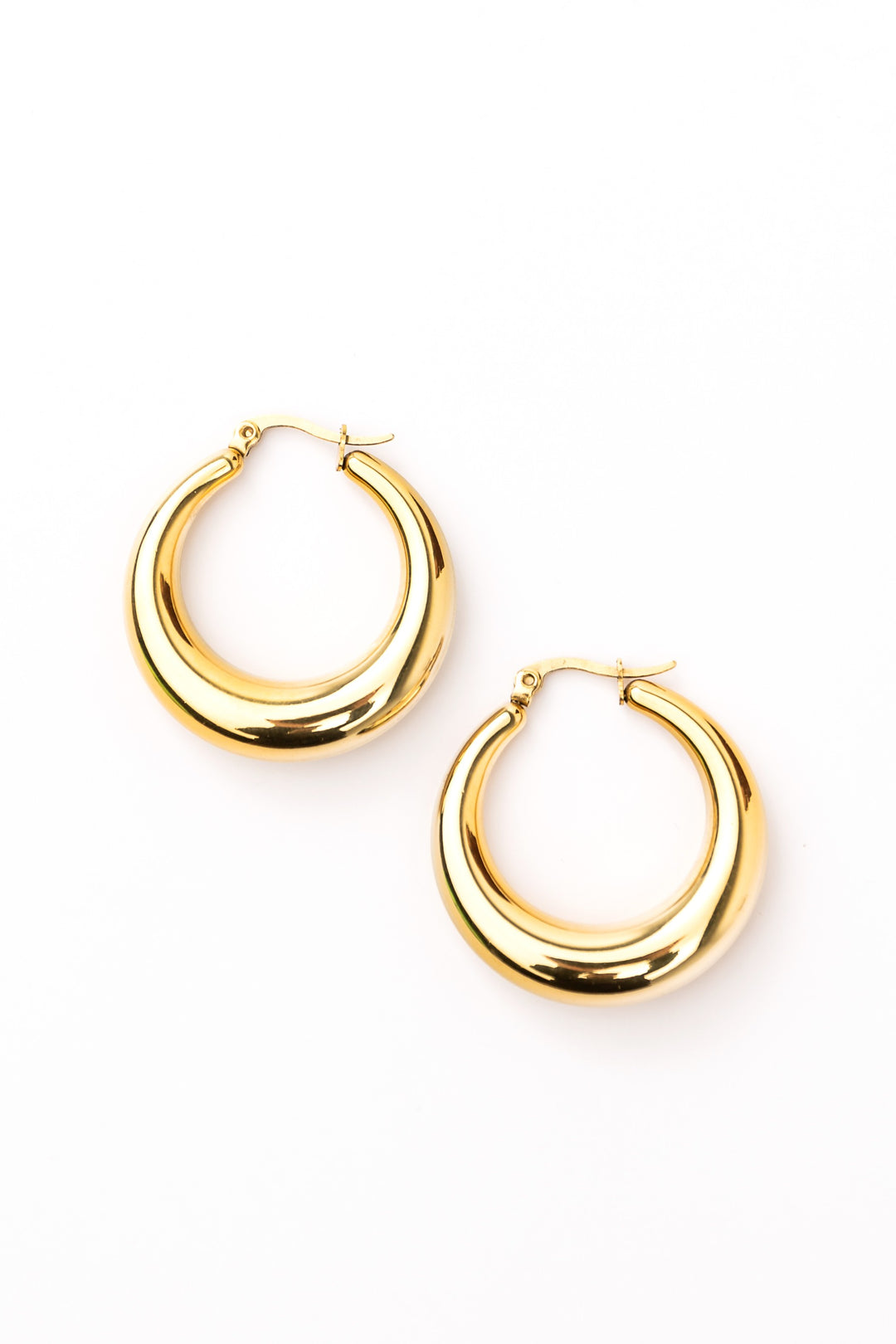 18K Stainless Steel Mod Hoop Earrings