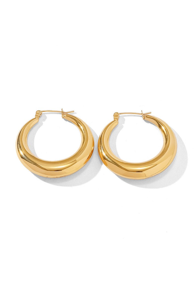 18K Stainless Steel Mod Hoop Earrings