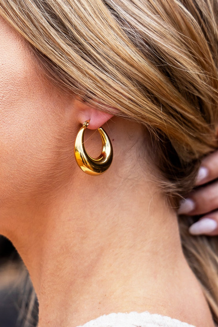 Gold 18K Stainless Steel Mod Hoop Earrings