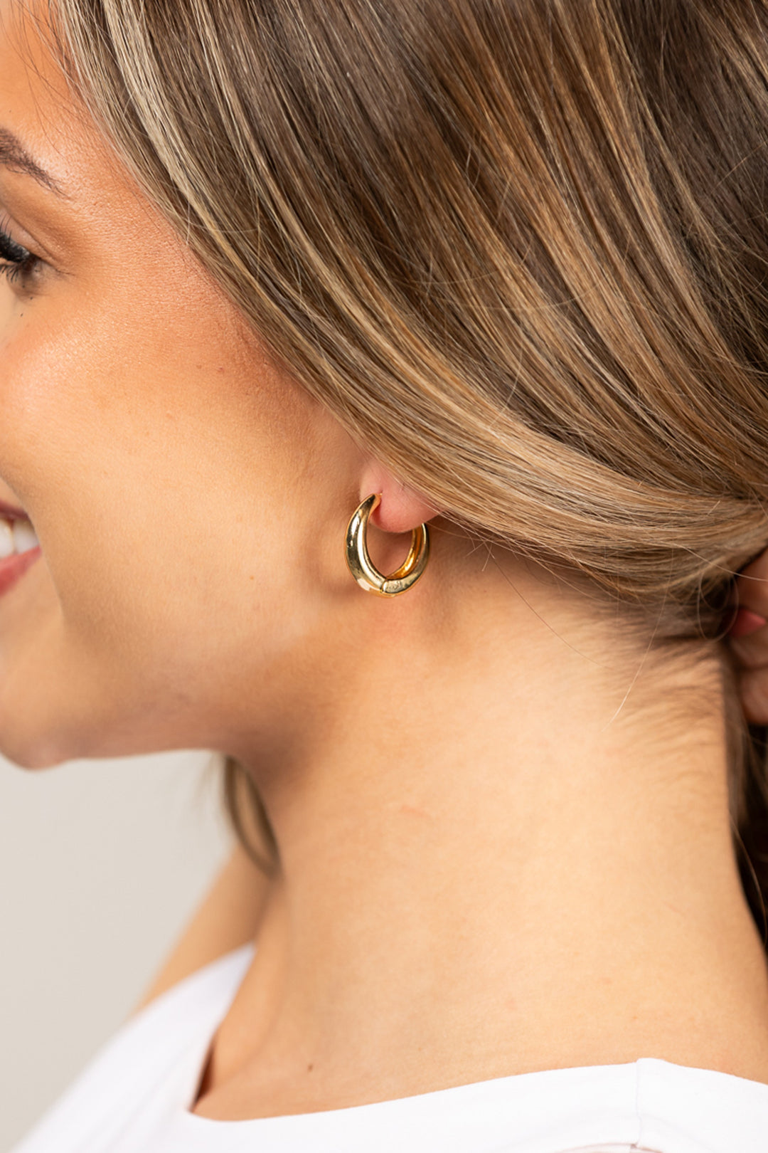 14K Stainless Steel Everyday Huggie Earrings
