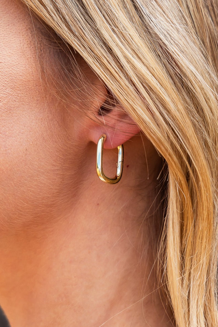 Rectangle 14K Stainless Steel Everyday Huggie Earrings