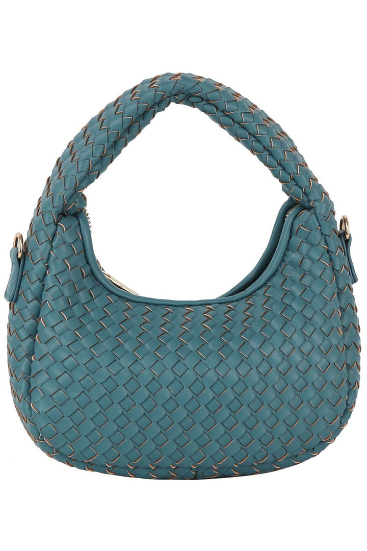 Green Woven Mini Hobo Shoulder Bag