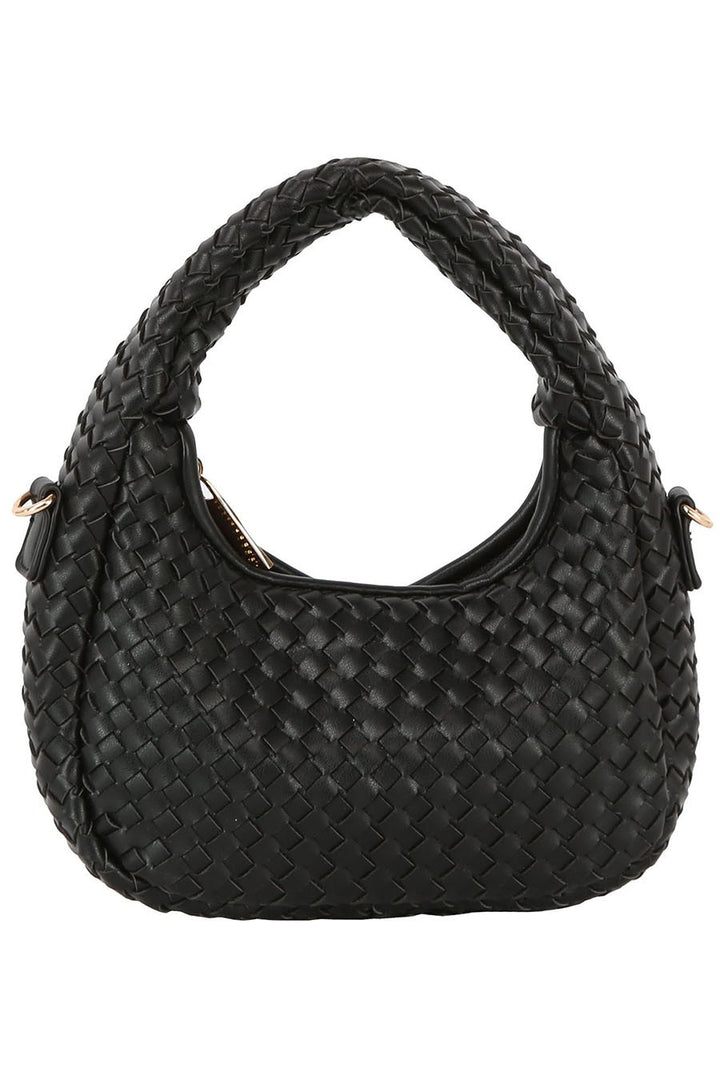 Brown Woven Mini Hobo Shoulder Bag