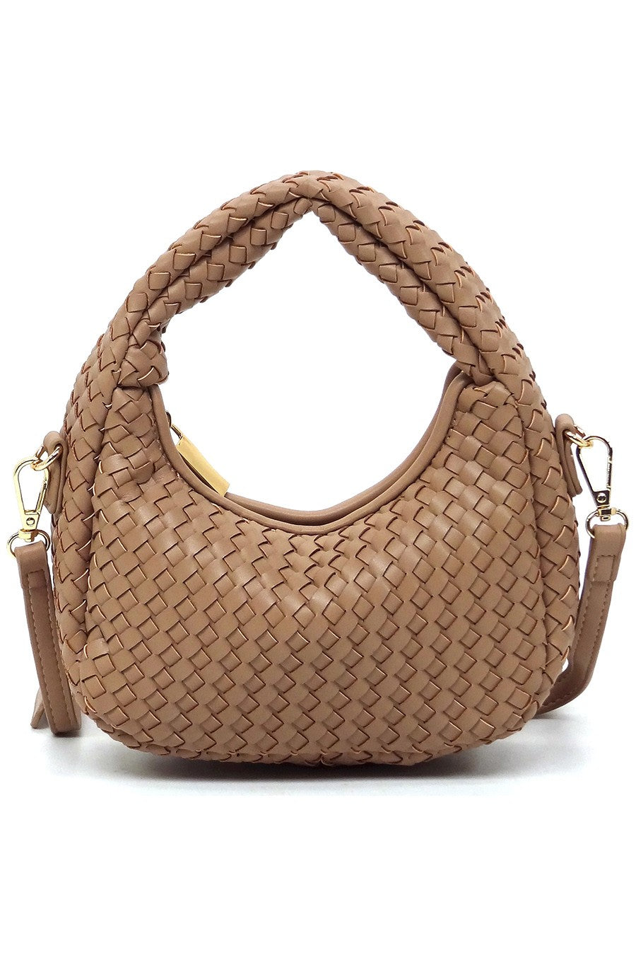 Black Woven Mini Hobo Shoulder Bag