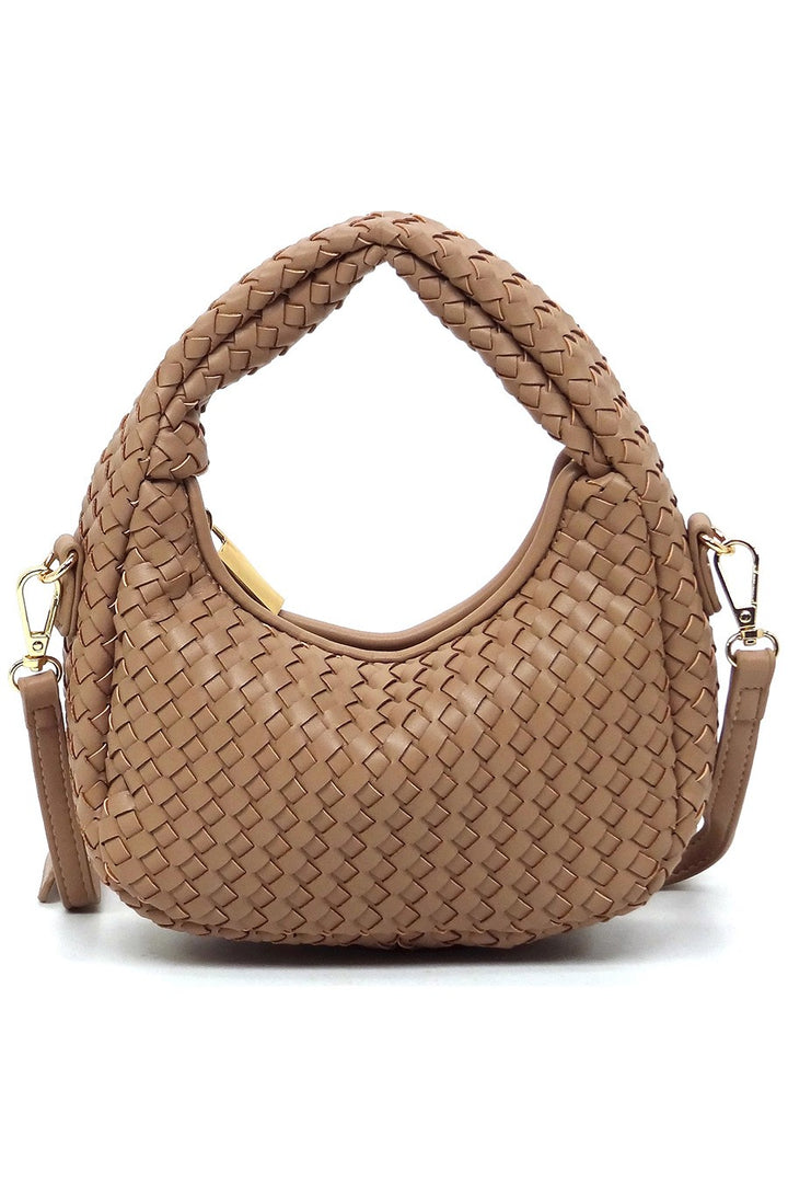 Black Woven Mini Hobo Shoulder Bag