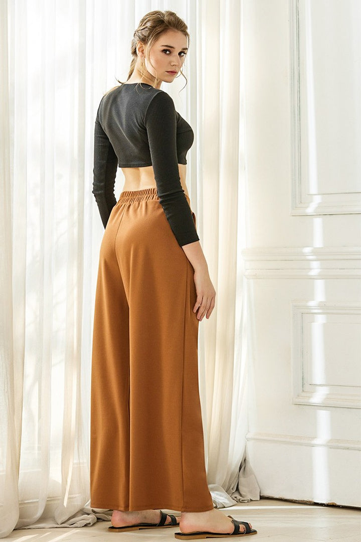 D.K Olive Plus Stretch Crepe High Waist Tuck Wide Leg Pants
