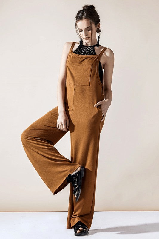 Burgundy Boho Terry Wide Leg Jumpsuits With Pocket 1