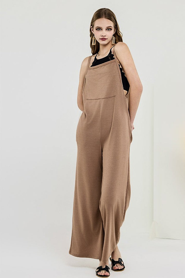 H.Grey Boho Terry Wide Leg Jumpsuits With Pocket