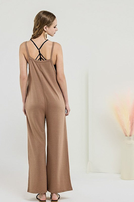 Dusty Mint Boho Terry Wide Leg Jumpsuits With Pocket 1