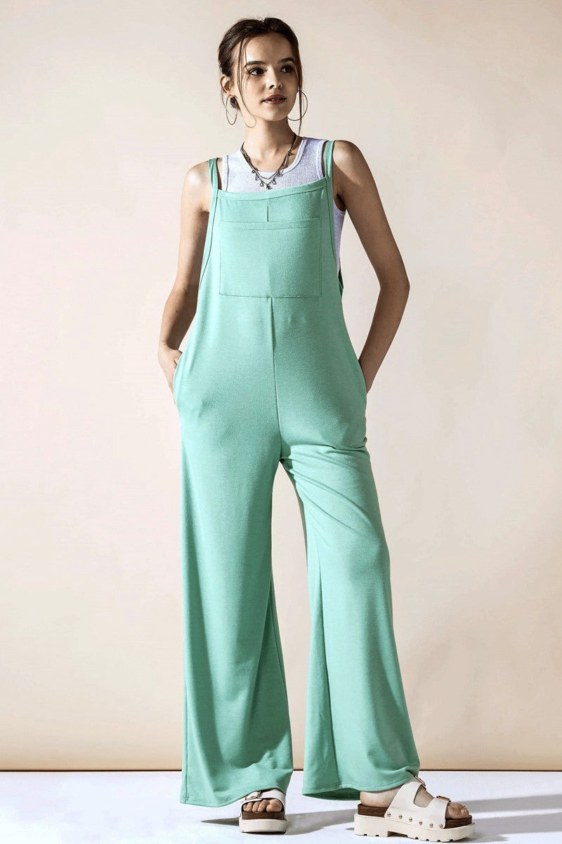 Marsala Boho Terry Wide Leg Jumpsuits With Pocket