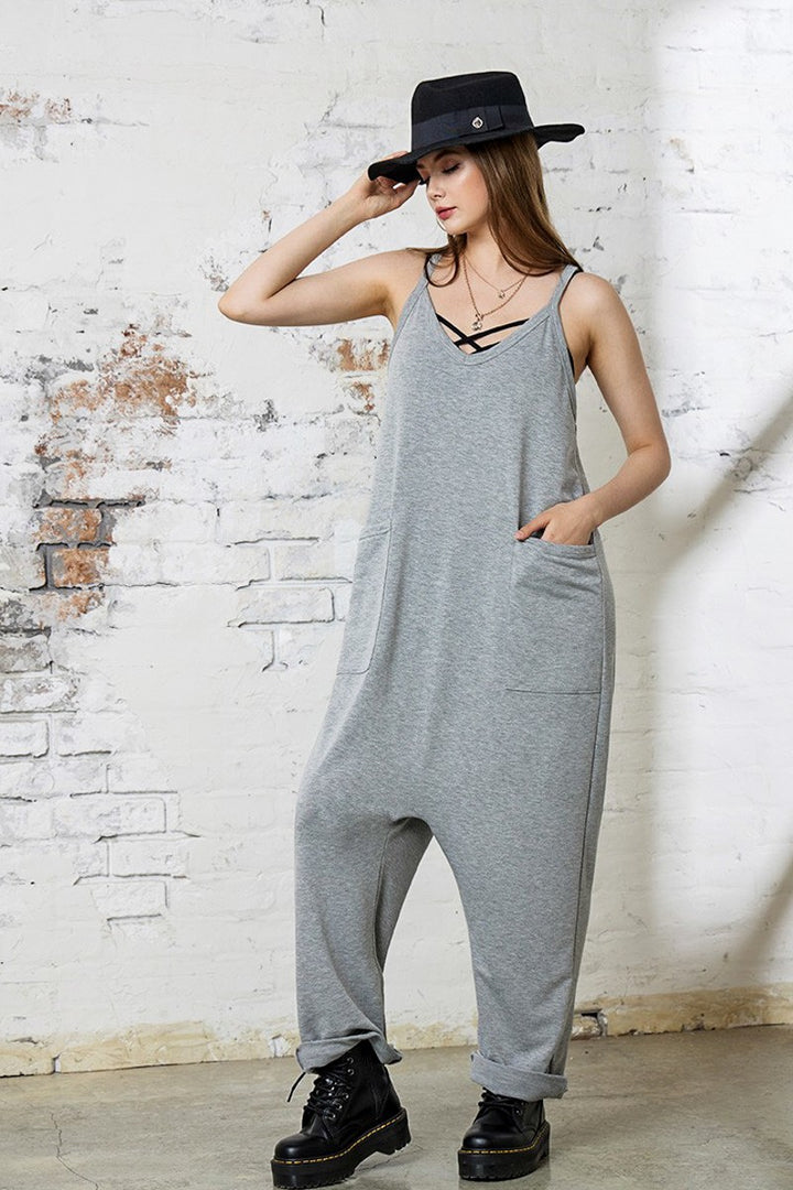 Green Smoke Plus Drop Crotch Tank Style Harem Jumpsuit