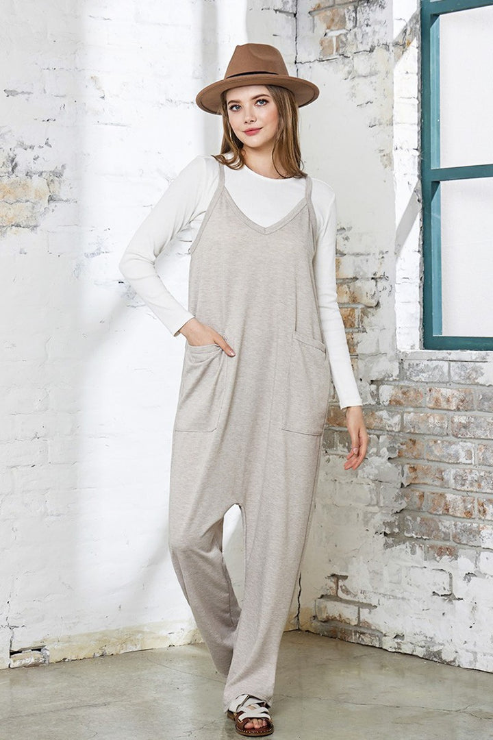 Caramel Plus Drop Crotch Tank Style Harem Jumpsuit
